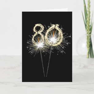Carte 80e anniversaire Sparklers en noir