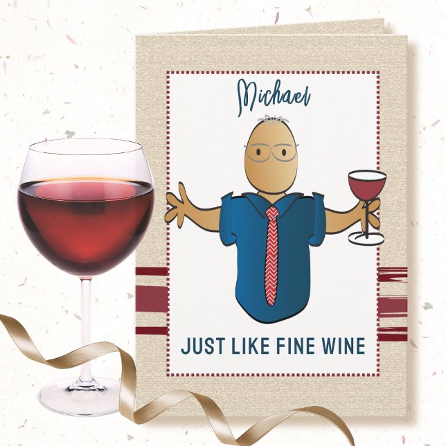 Carte 80e Anniversaire Vin fin amusant Homme Cartoon mod (Créateur téléchargé)