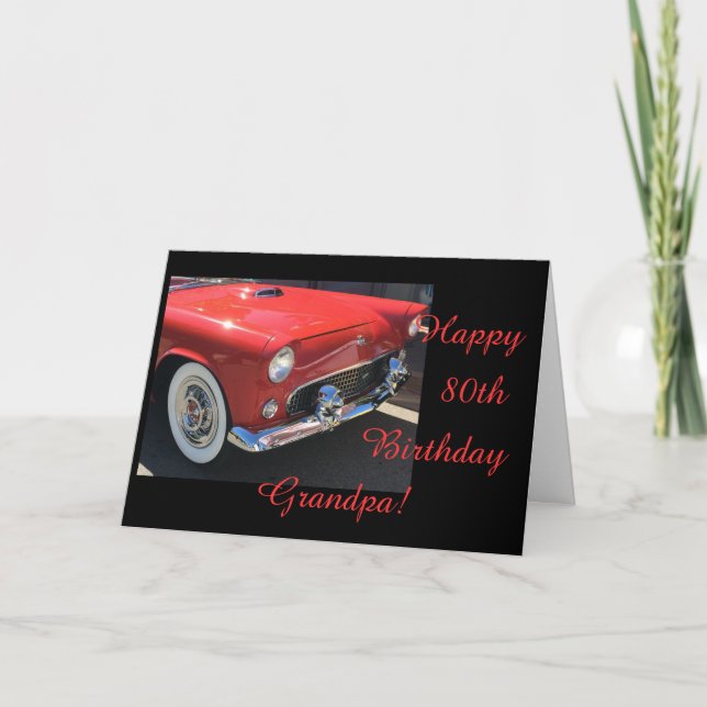 Carte 80ème anniversaire de grand-père - voiture antique (Devant)