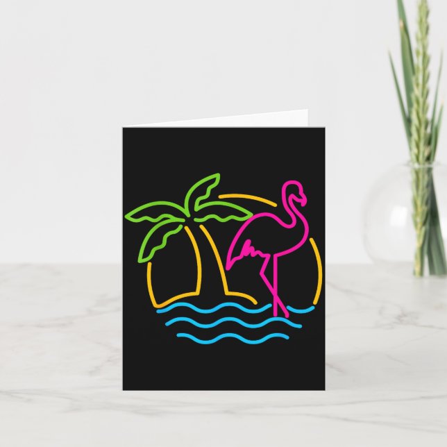 Carte 80s Vintage Miami Retro Neon Nk Flamingo  (Devant)