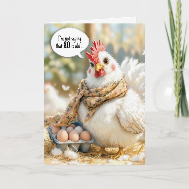 Carte 80th Birthday Hen With Eggs in Carton (Devant)