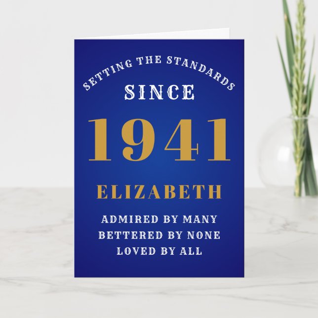 Carte 80th Birthday Standards Born 1941 Ajouter Votre No (Devant)