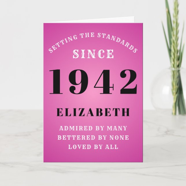 Carte 80th Birthday Standards Born 1942 Ajouter Votre No (Devant)