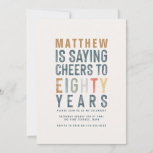 Carte 80th Classy coloré applaudit quatre-vingt ans anni