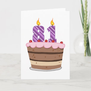 Carte 81 ans sur le gâteau d'anniversaire