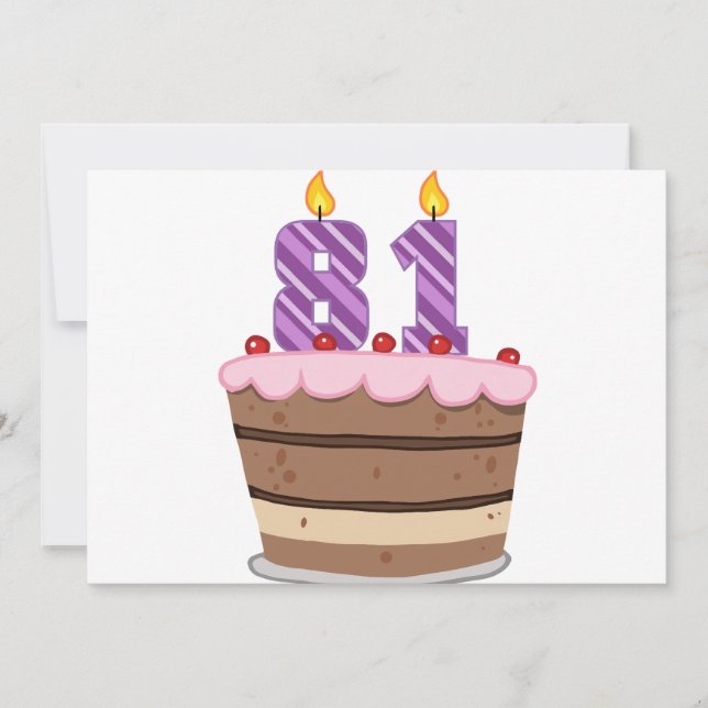 Carte 81 ans sur le gâteau d'anniversaire (Devant)