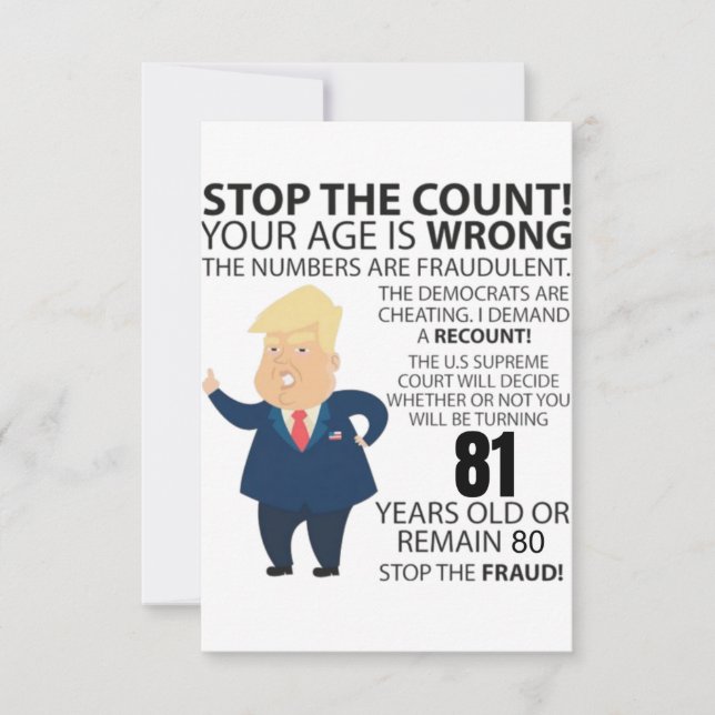 Carte 81 ans Trump heureux anniversaire présent drôle (Devant)