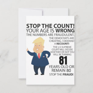 Carte 81 ans Trump heureux anniversaire présent drôle