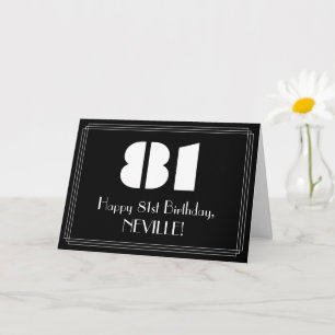 Carte 81e anniversaire : Art Déco Inspiré Look "81" & No