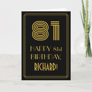 Carte 81e anniversaire : Art Déco Inspiré Look "81" & No