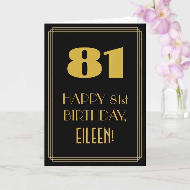 Carte 81e anniversaire ~ Art Déco Inspiré Look "81" & No (Orchidée)
