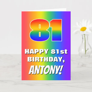 Carte 81e anniversaire : coloré, amusant Motif arc-en-ci