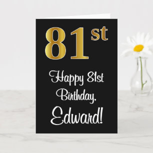 Carte 81e anniversaire ~ Elégant Luxueux Faux Gold Look 
