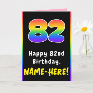 Carte 82e anniversaire : Arc-en-ciel coloré # 82, Nom pe