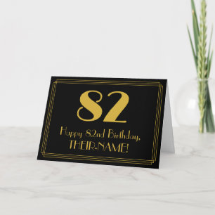 Carte 82e anniversaire : Art Déco Inspiré Look "82" + No