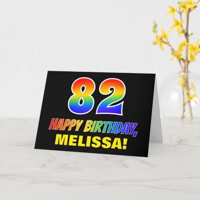 Carte 82e anniversaire : Bold, amusant, simple, arc-en-c (Fleur jaune)