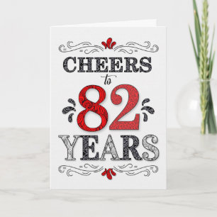 Carte 82e anniversaire Cheers en Motif noir blanc rouge