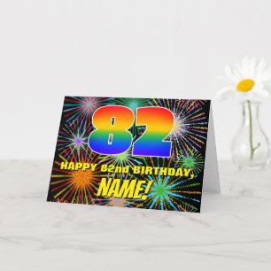 Carte 82e anniversaire : Feu d'artifice festif amusant e
