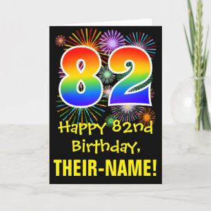 Carte 82e anniversaire : Fun Motif Fireworks + Rainbow 8