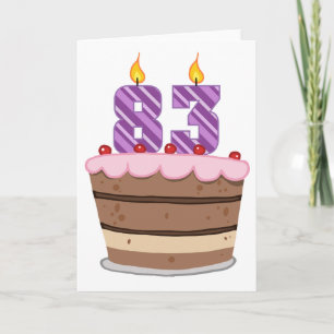 Carte 83 ans sur le gâteau d'anniversaire