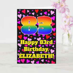Carte 83e anniversaire : Amour Hearts Motif, Arc en ciel