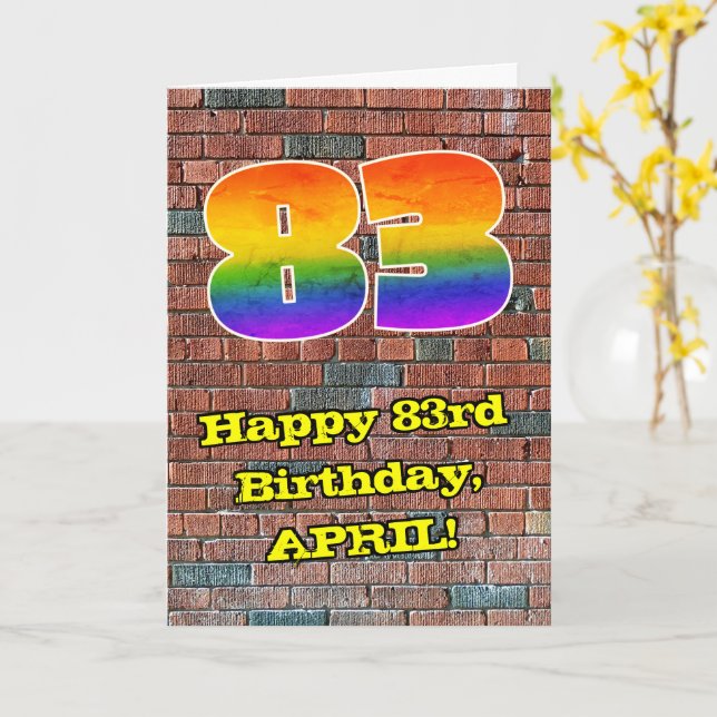 Carte 83e anniversaire : Arc-en-ciel amusant inspiré par (Fleur jaune)