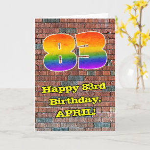 Carte 83e anniversaire : Arc-en-ciel amusant inspiré par