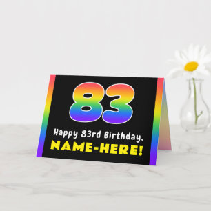 Carte 83e anniversaire : Arc-en-ciel coloré # 83, Nom pe