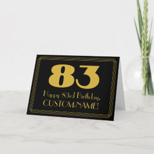 Carte 83e anniversaire : Art Déco Inspiré Look "83" & No