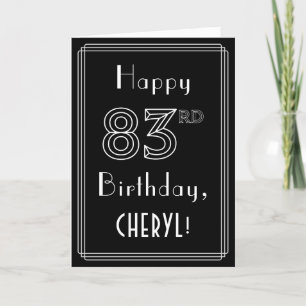 Carte 83e anniversaire : Art Déco Style # 83 & Nom perso