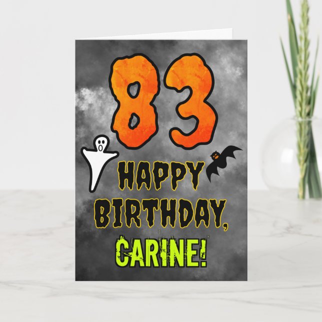 Carte 83e anniversaire : Eerie Halloween Thème + Nom per (Devant)