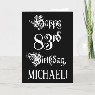 Carte 83e anniversaire : fantaisie, élégant script + Nom