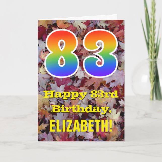 Carte 83e anniversaire; feuilles d'automne rustiques; ar (Devant)