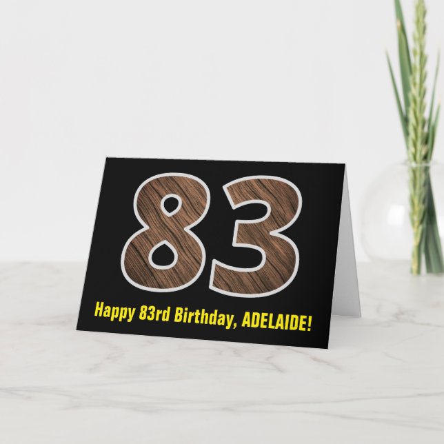 Carte 83e anniversaire : Nom + Faux Motif de grains de b (Devant)