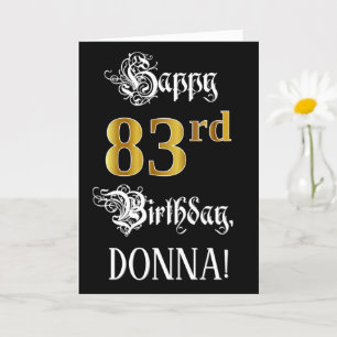 Carte 83e anniversaire — Script fantaisie; look or Faux;