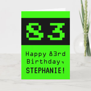 Carte 83e anniversaire : Style nerd / geek "83" et nom