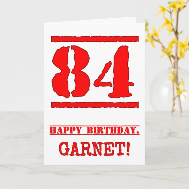 Carte 84e anniversaire : Amusant, Timbre en caoutchouc r (Fleur jaune)
