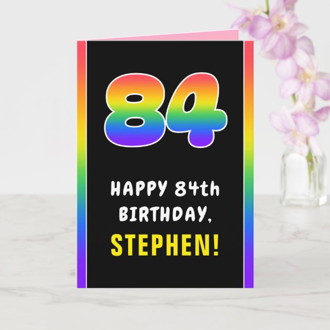 Carte 84e anniversaire : Arc-en-ciel coloré # 84, Nom pe (Orchidée)
