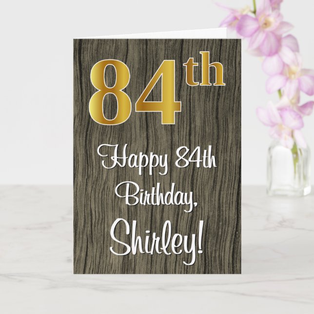 Carte 84e anniversaire : Elégant look d'or Faux #, Faux  (Orchidée)