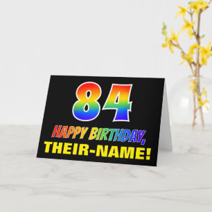 Carte 84e anniversaire : Gras, Amusant, Simple, Arc-en-c