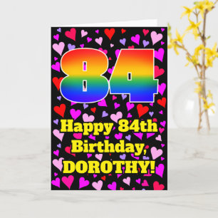 Carte 84e anniversaire : Loving Hearts Motif, Arc-en-cie