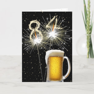Carte 84e anniversaire Sparklers avec Beer Mug
