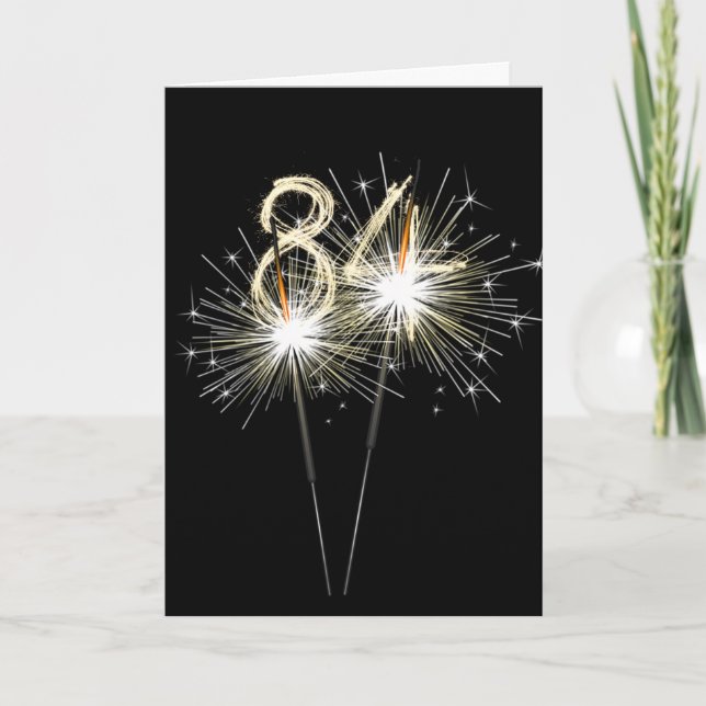 Carte 84e anniversaire Sparklers en noir (Devant)