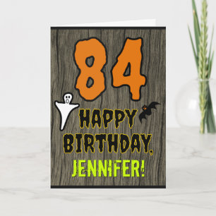 Carte 84e anniversaire : thème Halloween effrayant, nom 