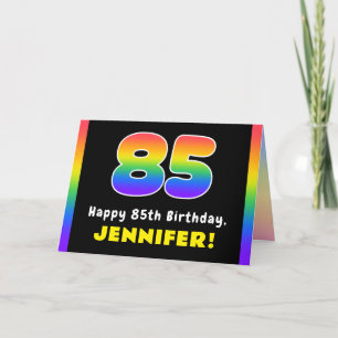 Carte 85e anniversaire : Arc-en-ciel coloré # 85, Nom pe