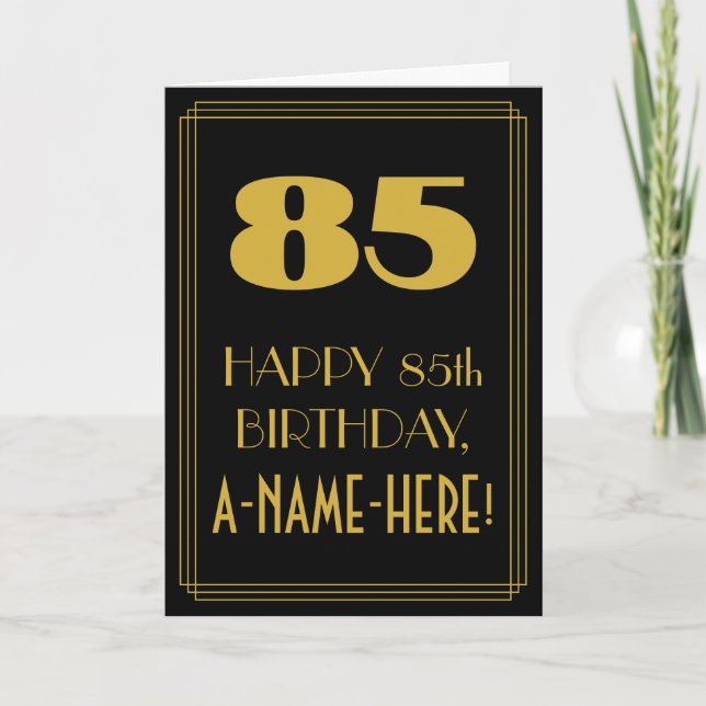 Carte 85e anniversaire ~ Art Déco Inspiré Look "85" & No (Devant)