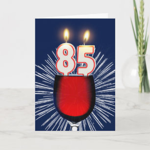 Carte 85e anniversaire avec vin et bougies