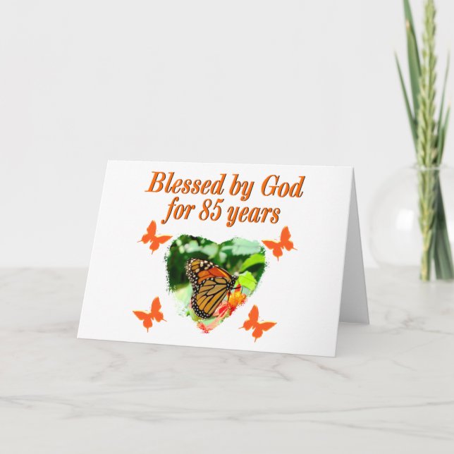 CARTE 85E ANNIVERSAIRE BÉNÉFICIÉ PAR DIEU BUTTERFLY DESI (Devant)