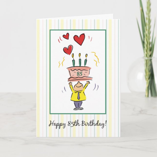 Carte 85e Anniversaire Coeurs (Devant)