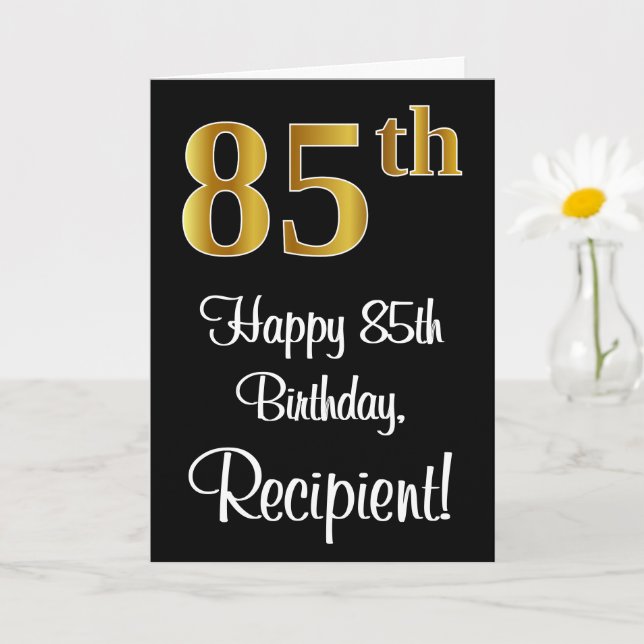 Carte 85e anniversaire ~ Elégant Luxueux Faux Gold Look  (Petite plante)